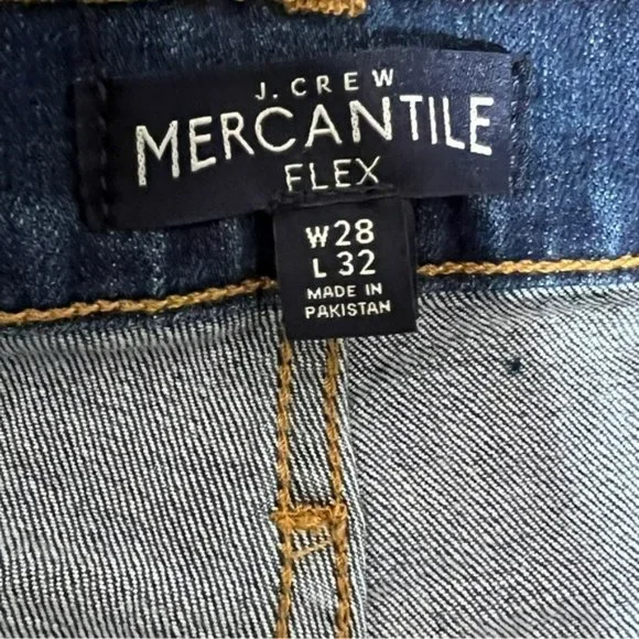 J. Crew Mercantile Dark Wash Distressed Straight Leg Jeans Size 28/32 - Picture 3 of 14